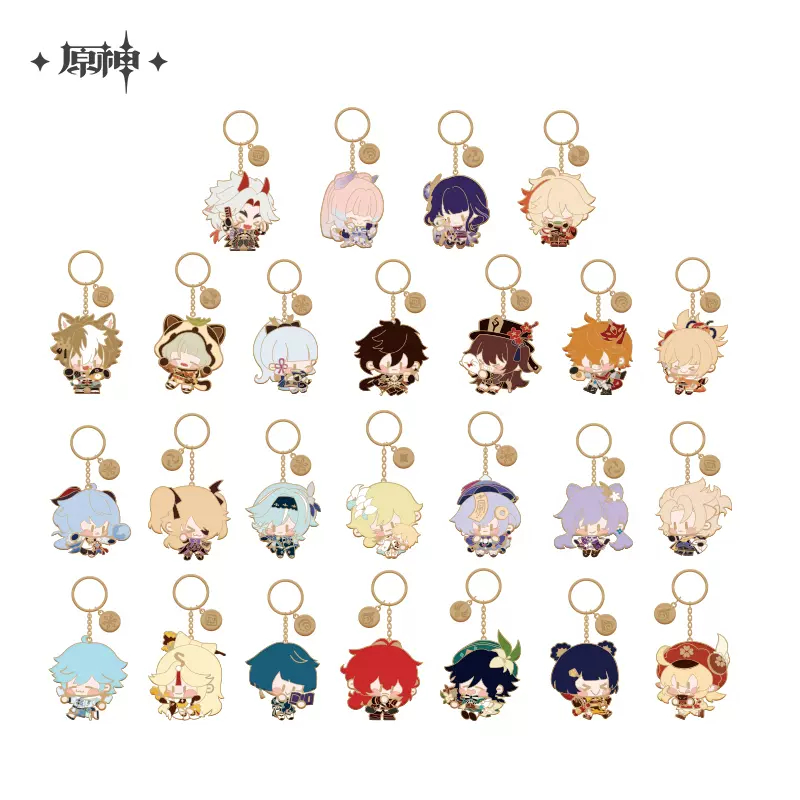 Genshin impact chính thức merch mihoyo phiên bản q đích thực ban đầu mặt dây chuyền móc khóa kim loại kazuha raiden shogun kokomi zhongli yoimiya kokomi ganyu eula itto ayaka hu tao keqing
