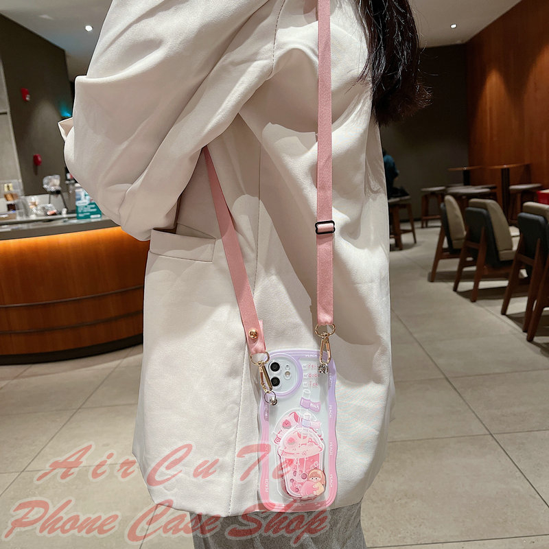 Ốp lưng Xiaomi Redmi Note 12 11 11S 10 10S 9 9S 8 7 5 Pro Redmi 12 12C 10C 10A 9A 9T 9C A1 A2 A2+ Plus MI 13T POCO X5 X3 NFC M5S 4G 5G Redmi12 2023 Wave Frame Milk Tea Air Holder Lanyard Soft Case