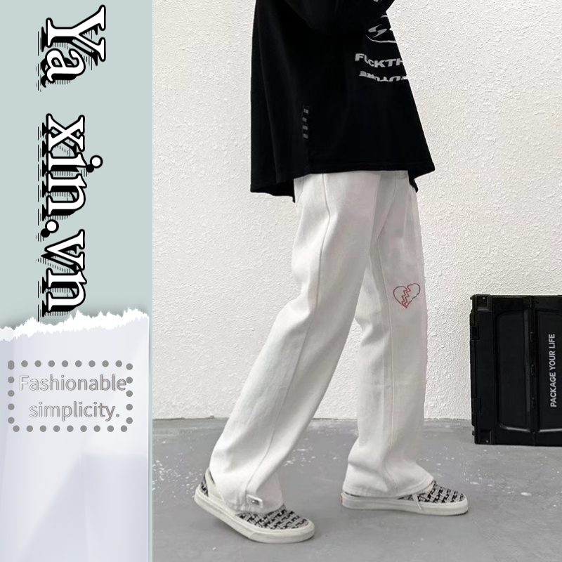 Quần Jean Ống Rộng Thiết Kế Thời Trang Hàn Quốc Dễ Phối Đồ Simple Unisex Thời Trang Bigsize Quân Nam Quần Jean Thiết Kế Thời Trang Hàn Simple Unisex Thời Trang Bigsize Quân Nam