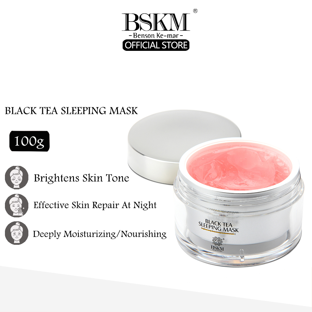 Mặt nạ ngủ BSKM trà đen dưỡng ẩm làm trắng sáng da chống lão hóa/ xóa nếp nhăn/ thu nhỏ lỗ chân lông ban đêm 100ml