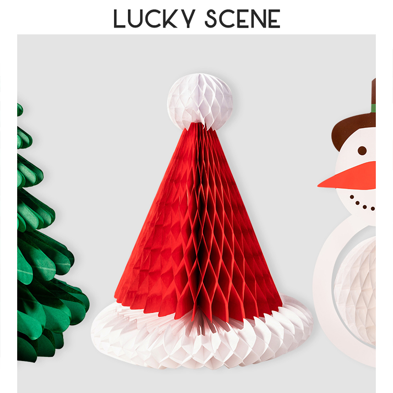 Phụ Kiện Trang Trí Giáng Sinh Hình Tổ Ong / Cây Thông / Người Tuyết / Mũ s01508