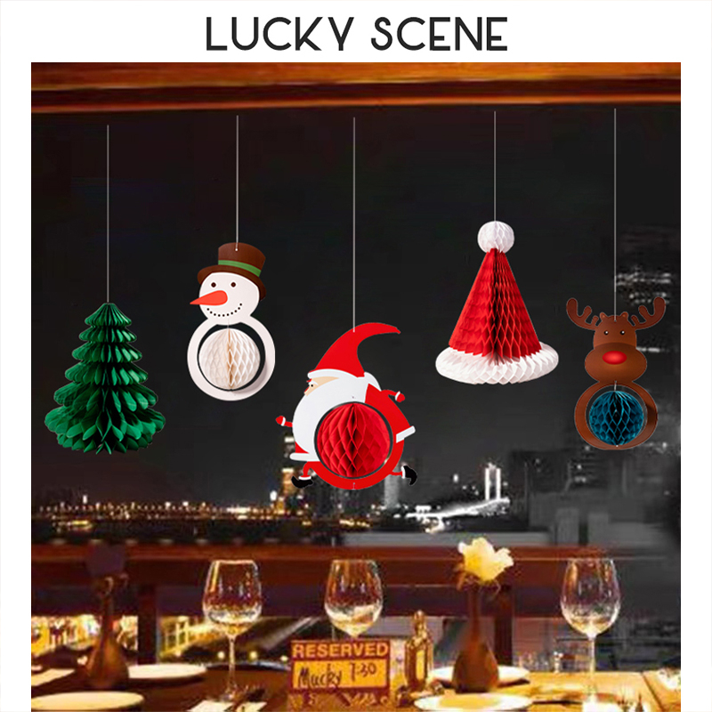 Phụ Kiện Trang Trí Giáng Sinh Hình Tổ Ong / Cây Thông / Người Tuyết / Mũ s01508