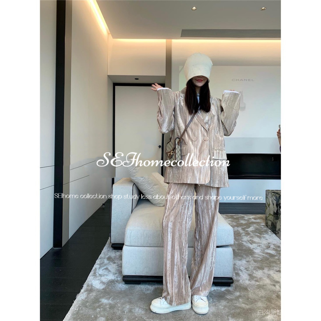 Bộ Đồ Hai Mảnh In Họa Tiết Phong Cách Hàn Quốc Cổ Điển Thời Trang Xuân Thu