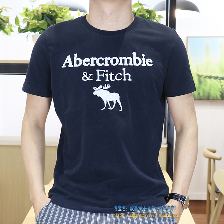 Abercrombie & fitch mẫu thương hiệu thời trang cotton tinh khiết thời trang cổ tròn nhỏ tay ngắn t-shirt nam top t-shirt