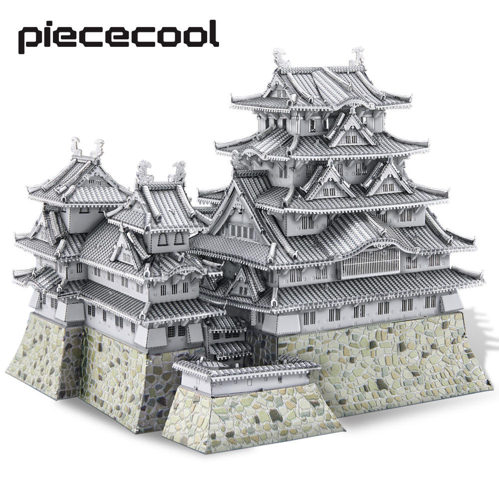 Piececool 3d metal puzzles himeji-jo castle assembly model kits diy jigsaw toys đồ chơi trang trí nội thất