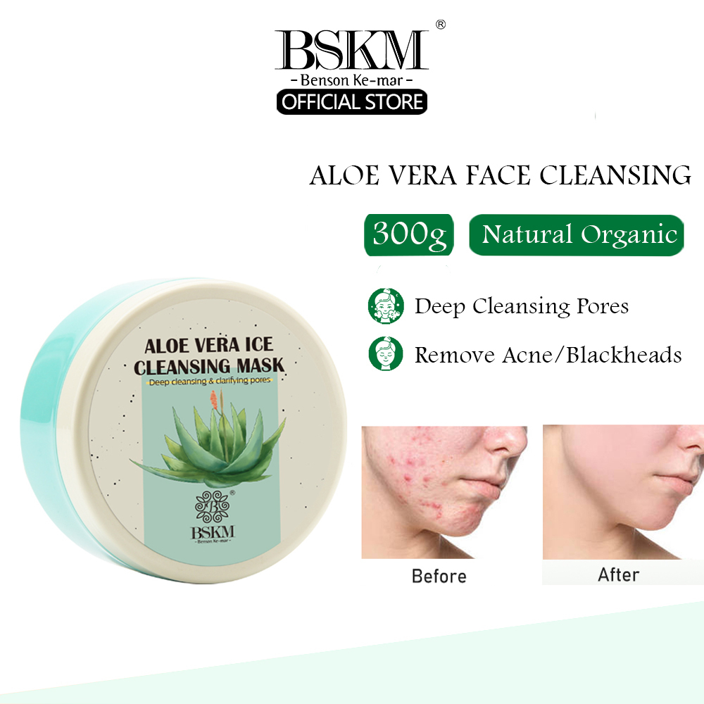 BSKM Gel lô hội Mặt Nạ Làm Sạch Đá 300Ml Làm Dịu & Dưỡng Ẩm Loại Bỏ Mụn Đầu Đen Làm Trắng Da Kiểm Soát Dầu Thu Nhỏ Lỗ Chân Lông Thích Hợp Cho Da Khô Và Da Nhạy Cảm Chăm Sóc Da