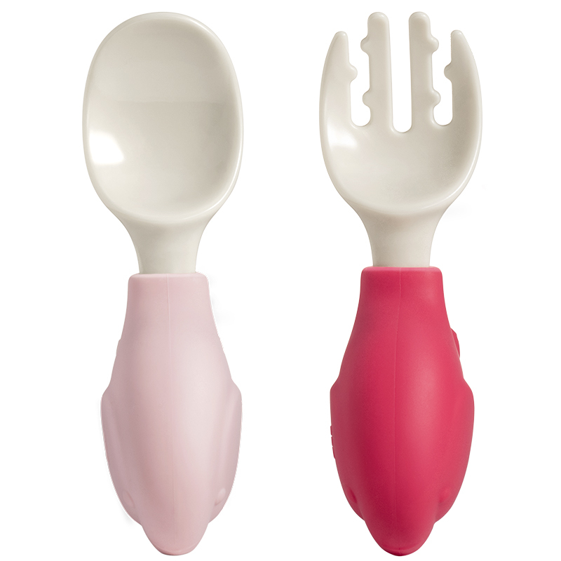 Muỗng nĩa tập ăn BC BABYCARE tay cầm ngắn ppsu cho bé trên 6 tháng tuổi