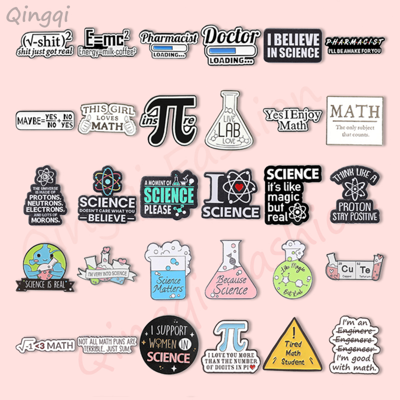 Love science men ghim trâm cài áo công thức học sinh thưởng thức toán học trâm cài ống nghiệm chai phù hiệu phụ kiện ba lô huy hiệu ghim ve áo