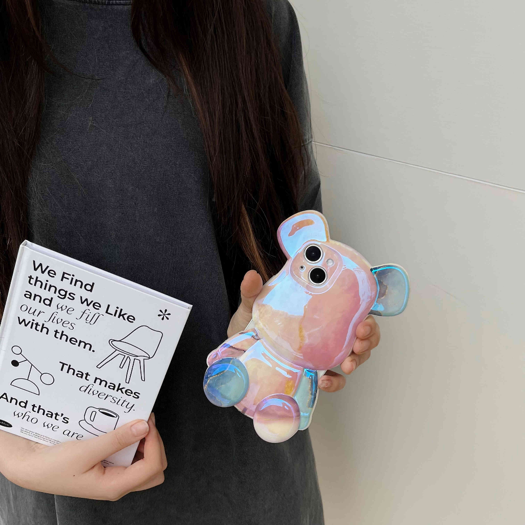 3d hình gấu dễ thương iphone14pro max marbling phone case iphone 11 12 13pro max case imd case