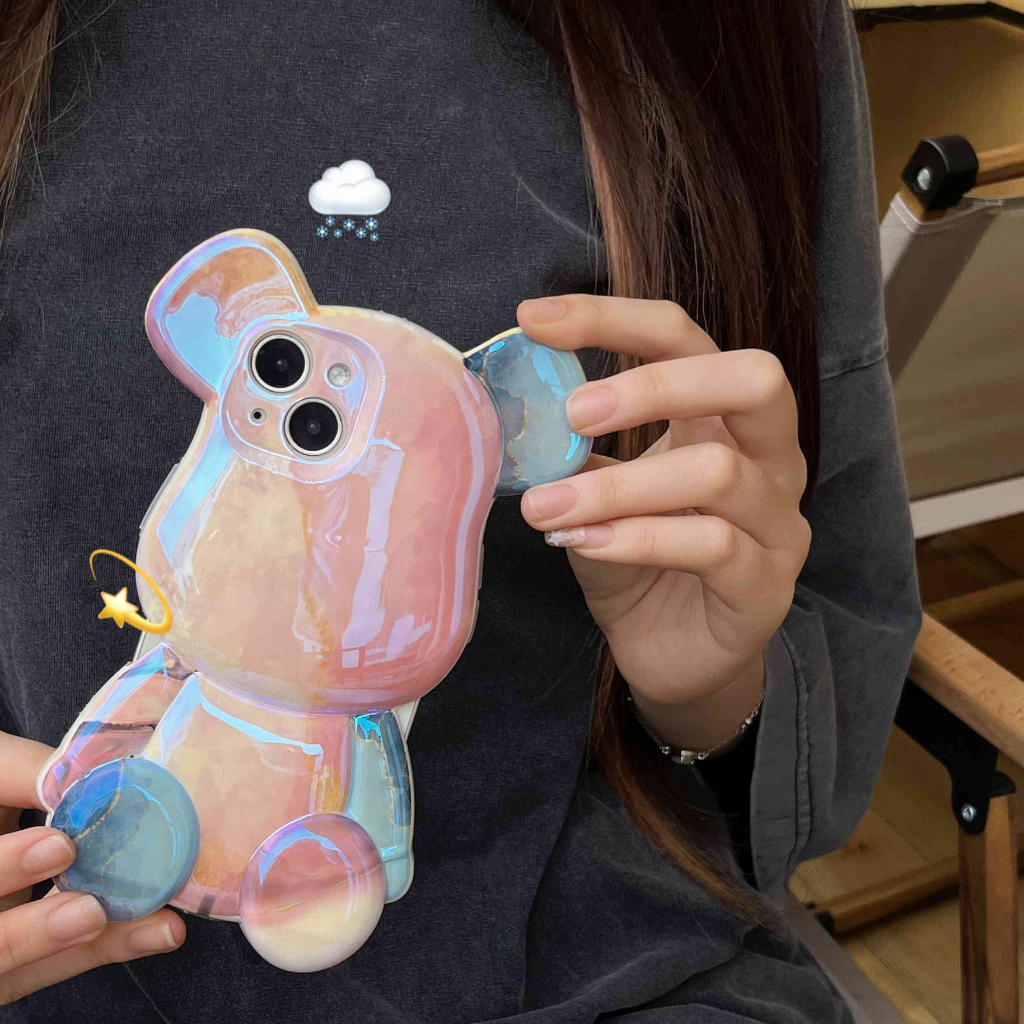 3d hình gấu dễ thương iphone14pro max marbling phone case iphone 11 12 13pro max case imd case
