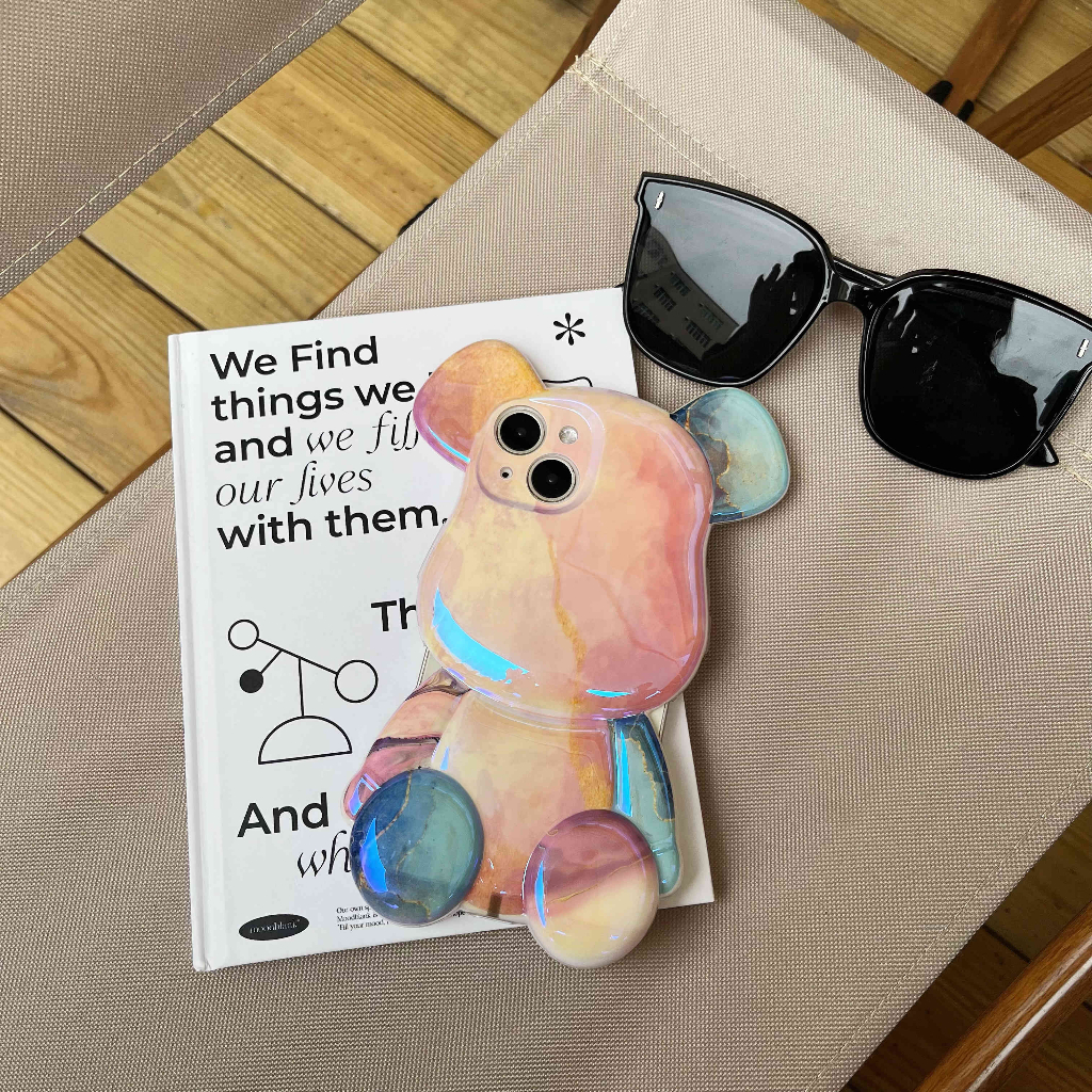 3d hình gấu dễ thương iphone14pro max marbling phone case iphone 11 12 13pro max case imd case