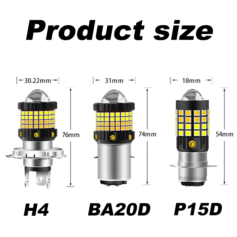 1 Đèn Pha led 10000lm p15d h4 h6 ba20d Ánh Sáng Trắng / Vàng Chất Lượng Cao Cho Xe Máy