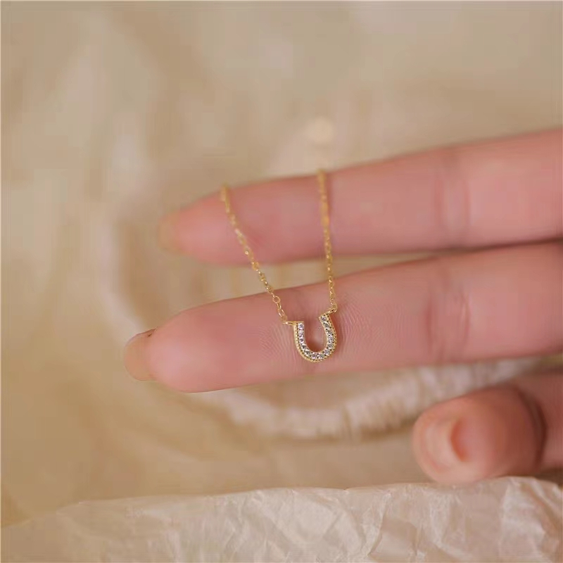 Dây chuyền bạc nữ Silver Necklace，Dây Chuyền Mặt Hình Chữ U Mini Dễ Thương
