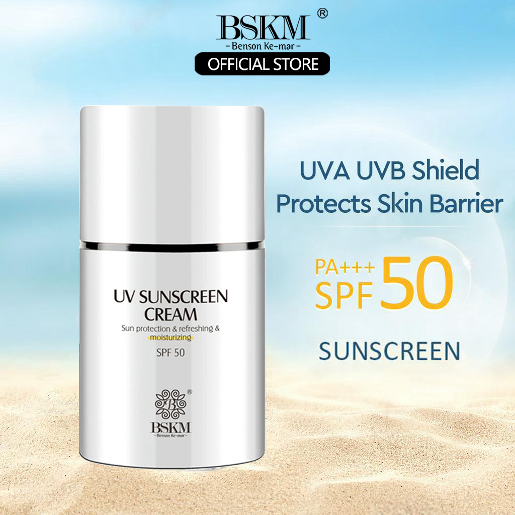 BSKM UV Kem Chống Nắng SPF50 Dưỡng Ẩm Làm Trắng Ngăn Ngừa Rám Da Làm Mới Kem Chống Nắng Cho Mặt & Cơ Thể 45g