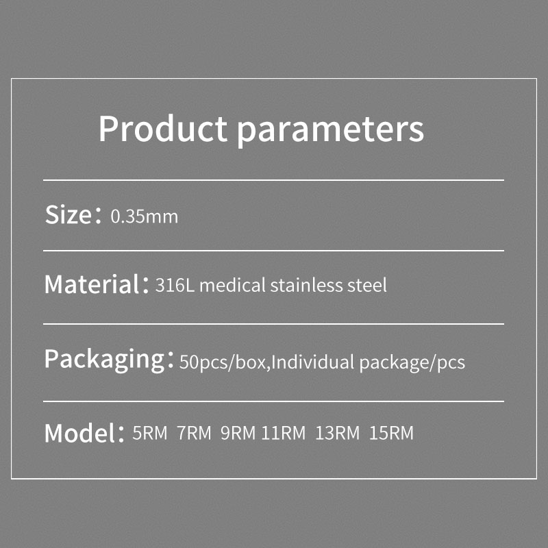 Hộp 50 Kim Xăm Thép Không Gỉ Đường Kính 0.35mm Đường Kính 316 Dùng Một Lần Cho Máy Xăm rl / rs / rm / m1