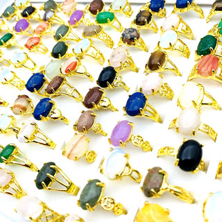 Mới 10 cái cincin phụ nữ nhẫn đá bạc mạ vàng phụ kiện trang sức thời trang