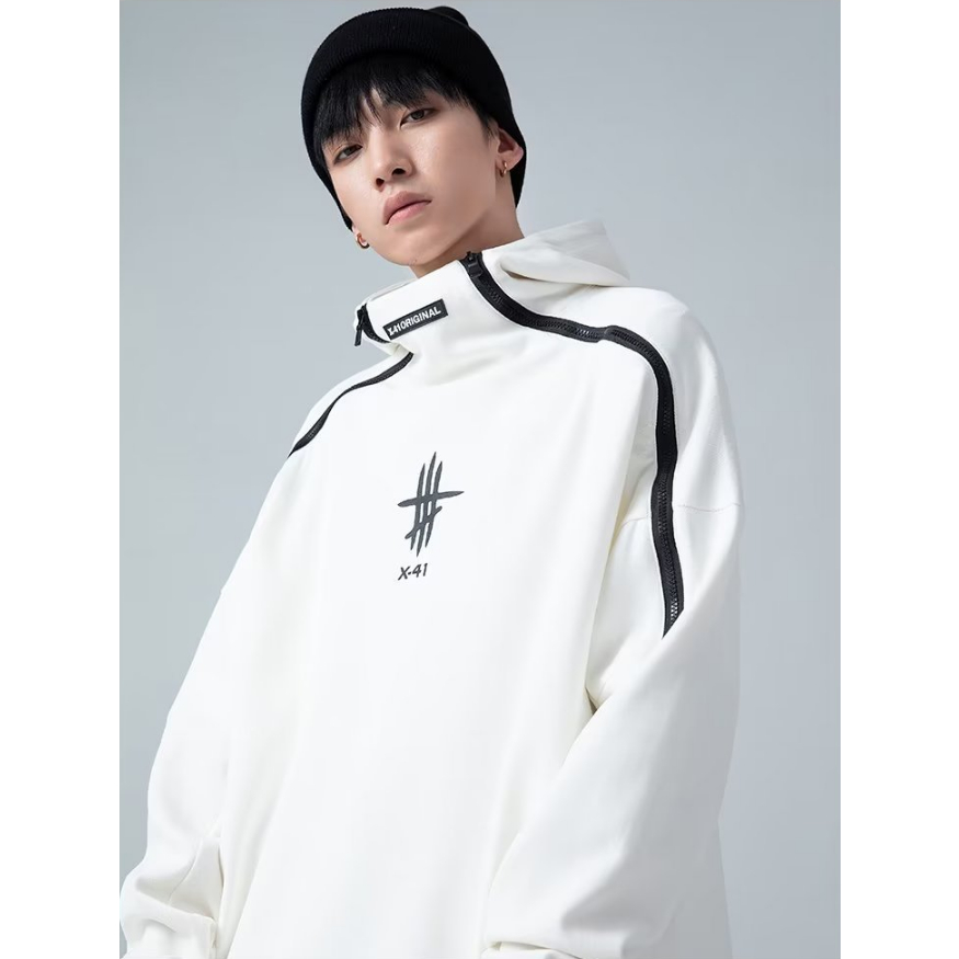 Nam phong cách hàn quốc dây kéo đôi in áo hoodie nữ tính khí giản dị thanh niên và thời trang áo hoodie chui đầu lãng mạn và thời trang áo hoodie nam cho các cặp đôi áo hoodie có dây kéo