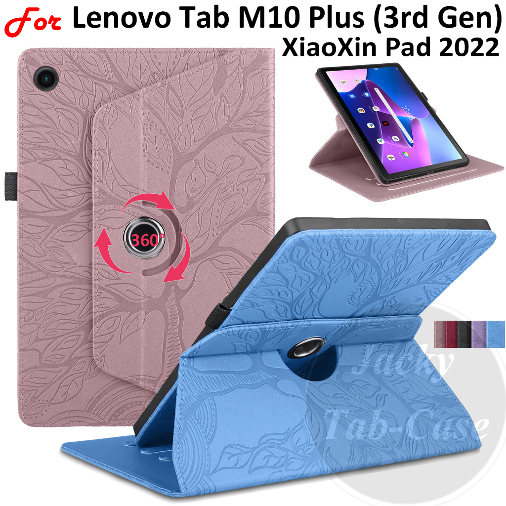 Hộp đựng chân đế xoay 360 ° thời trang cho Lenovo Tab M10 Plus 3rd Gen (Thế hệ thứ 3) 10.61 " XiaoXin Pad 2022 TB125FU TB128FU TB128XU Chất lượng cao PU 3D Tree Style Da Flip Cover With Sleep Wake