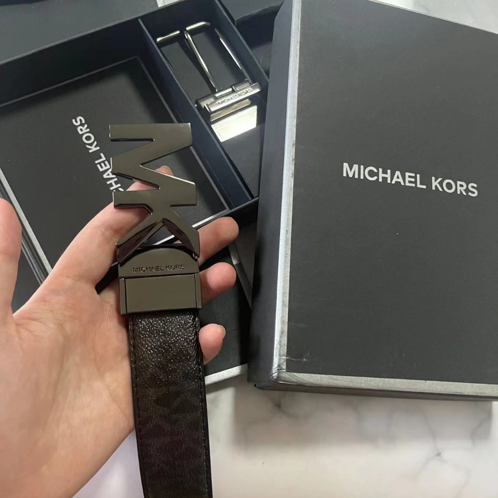 MICHAEL KORS Thắt Lưng Da Màu Đen Đục Lỗ 120cm Có Hộp Đựng Cho Nam