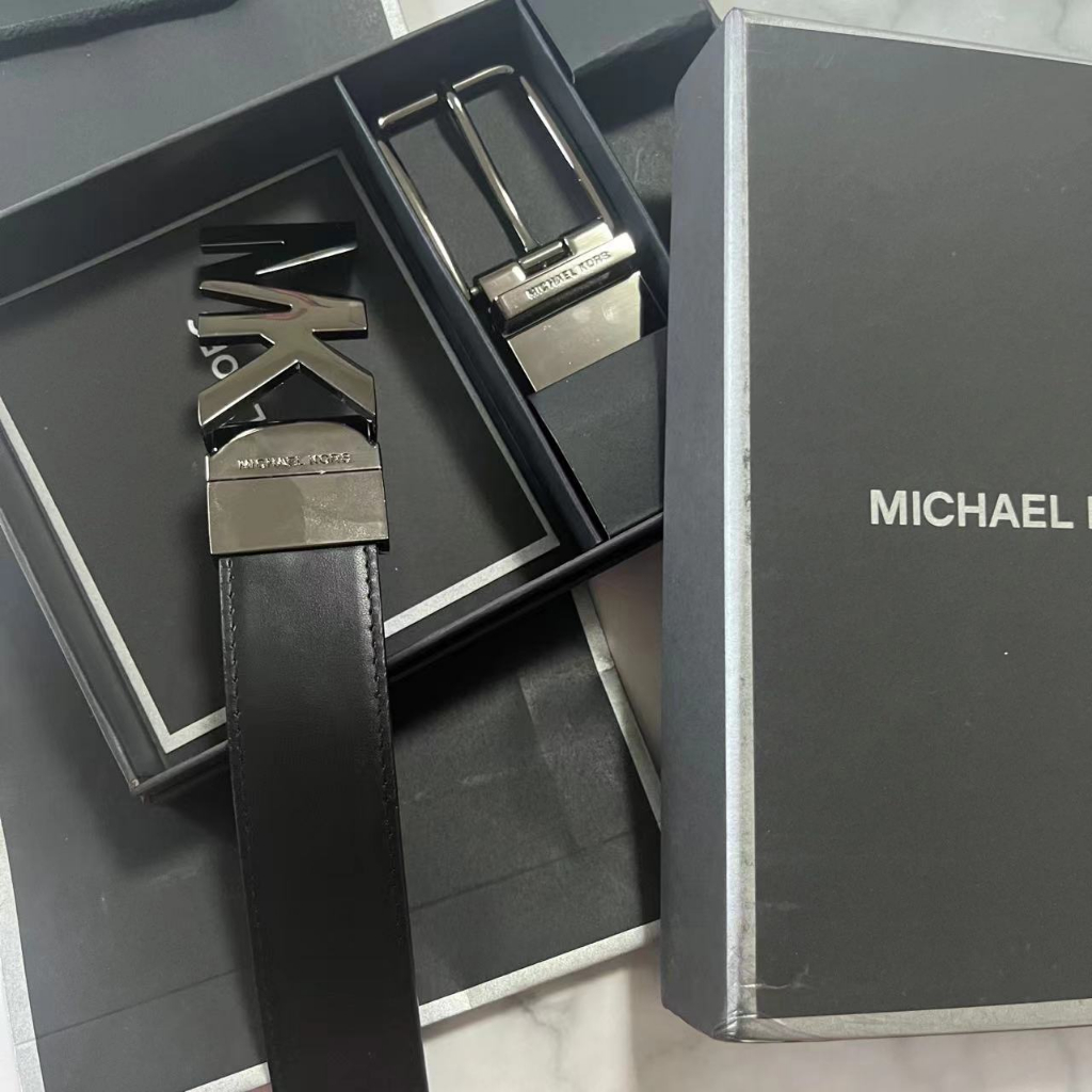 MICHAEL KORS Thắt Lưng Da Màu Đen Đục Lỗ 120cm Có Hộp Đựng Cho Nam