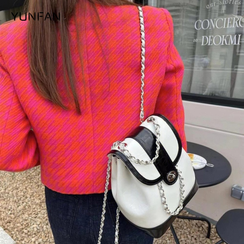 Balo YUNFAN đeo vai phối dây xích đơn giản dễ phối đồ dành cho học sinh
