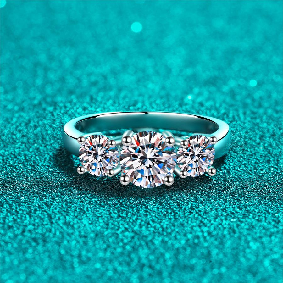 XDY-726B Nhẫn nữ 925 bạc nguyên chất, 2 carat moissanite (bao gồm giấy chứng nhận)/Zircon