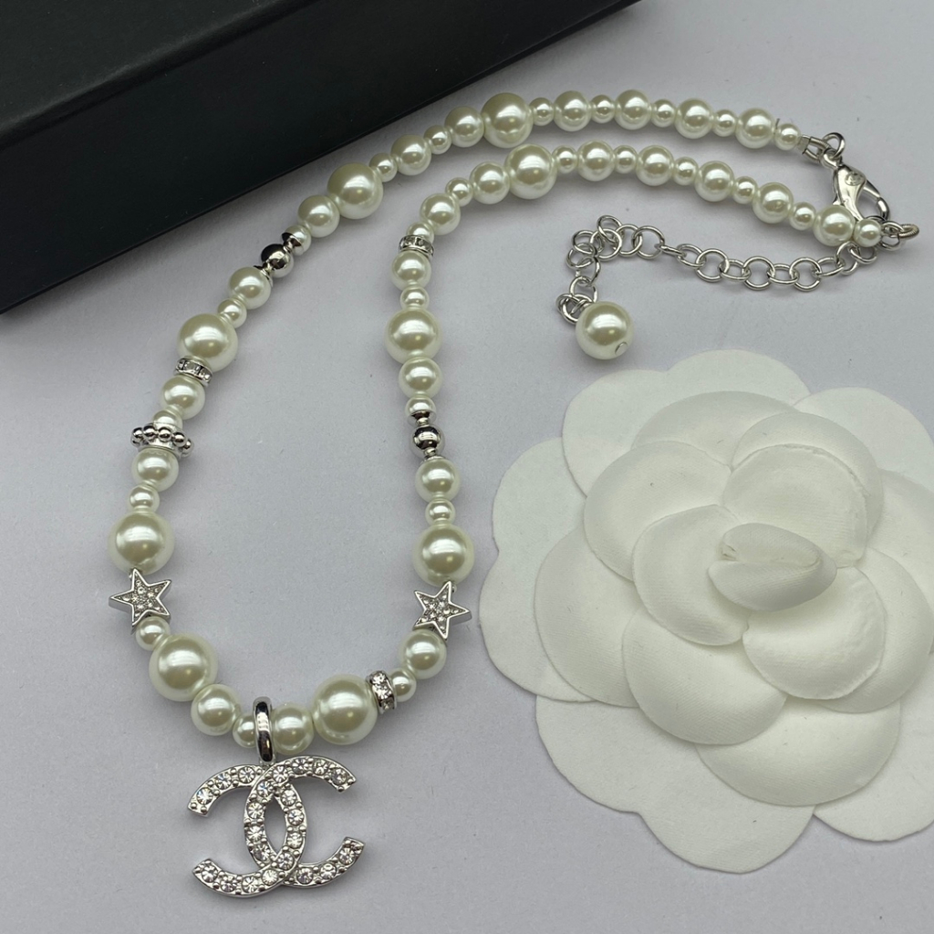 Thời trang mới cc thư năm điểm sao ngọc trai vòng cổ chất liệu đồng thau 925 sterling silver
