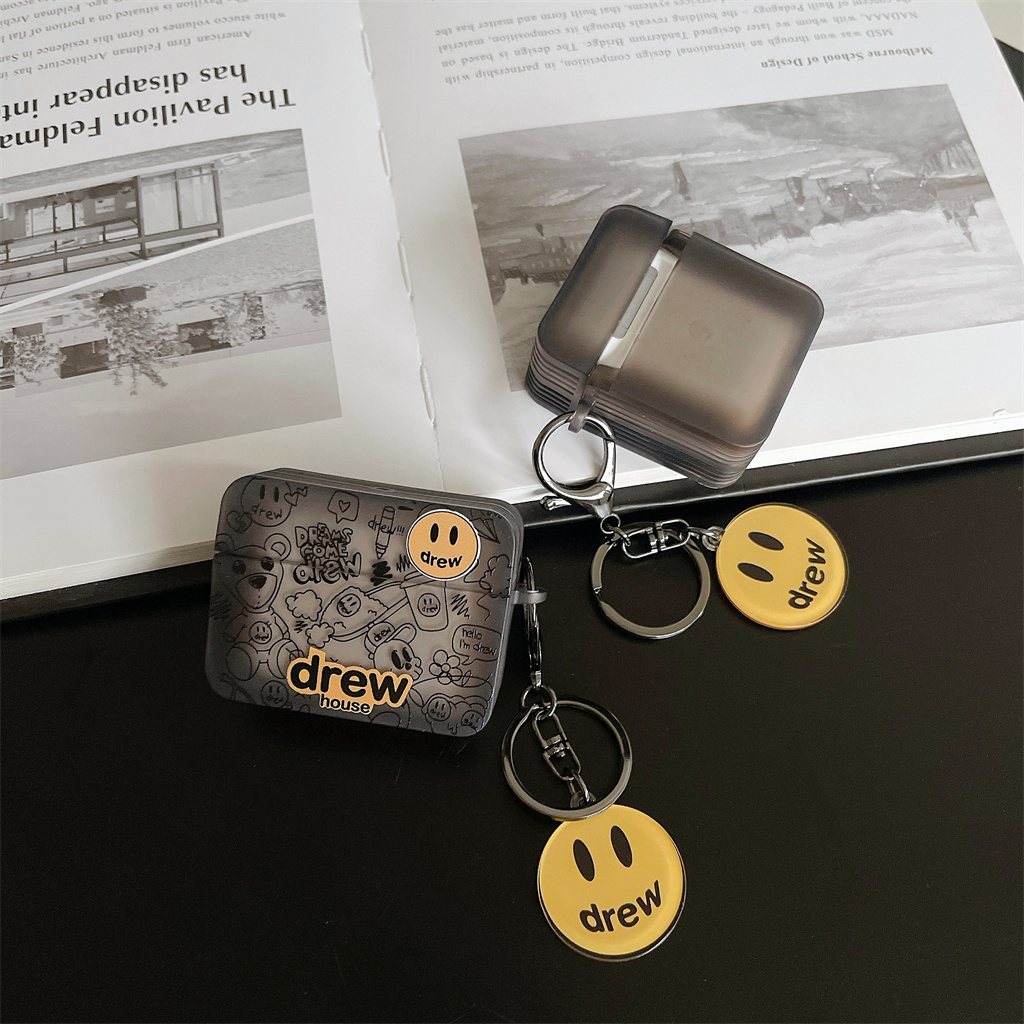 Đối với iphone airpods pro airpods 1/2/3 hộp đựng tai nghe không dây hình vuông màu đen thông qua hình vuông