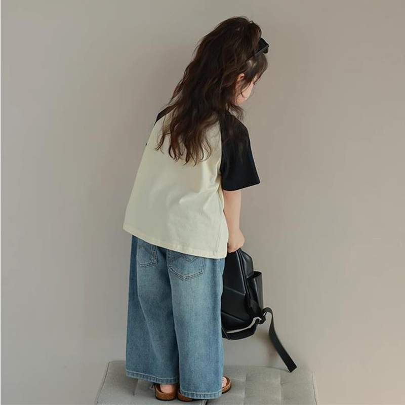 Trẻ em bình thường bé trai bé gái quần denim lưng thun lỏng