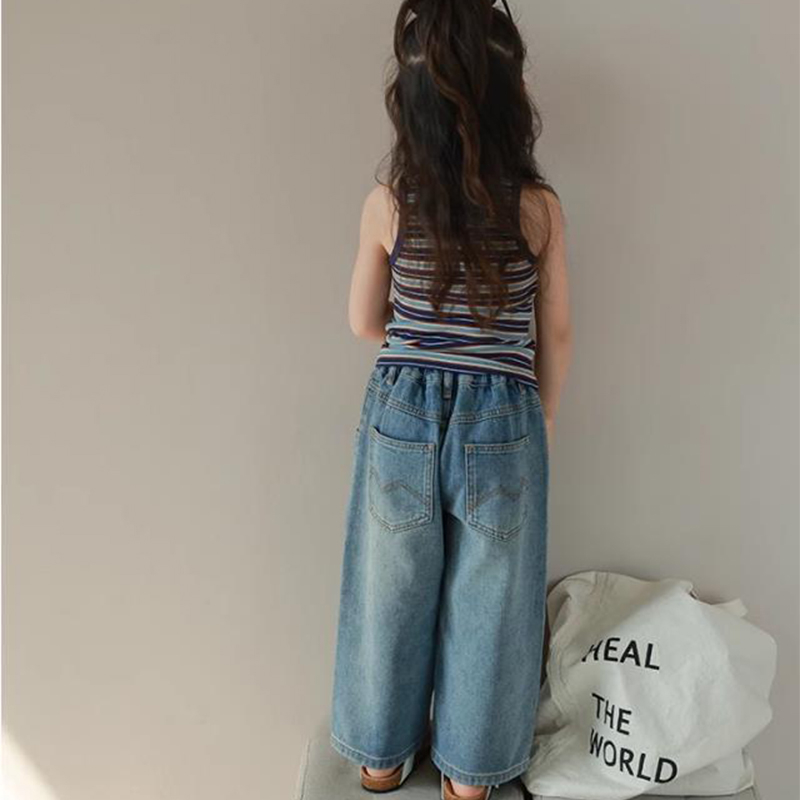 Trẻ em bình thường bé trai bé gái quần denim lưng thun lỏng