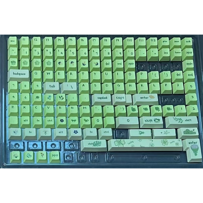 138 Phím Fresh Green Keycaps Cherry PBT thăng hoa nhiệt Keycap Phù hợp 61/68/75/84/87/96/98/104/108