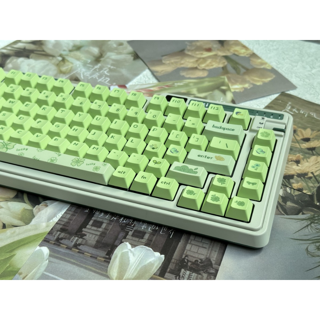 138 Phím Fresh Green Keycaps Cherry PBT thăng hoa nhiệt Keycap Phù hợp 61/68/75/84/87/96/98/104/108