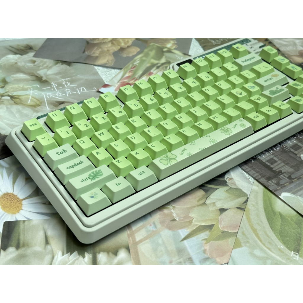 138 Phím Fresh Green Keycaps Cherry PBT thăng hoa nhiệt Keycap Phù hợp 61/68/75/84/87/96/98/104/108