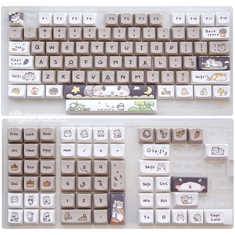 141 Phím Dễ thương Chuột Chuột Keycaps Cherry/XDA PBT thăng hoa nhiệt Keycap Phù hợp 61/68/75/84/87/96/98/104/108