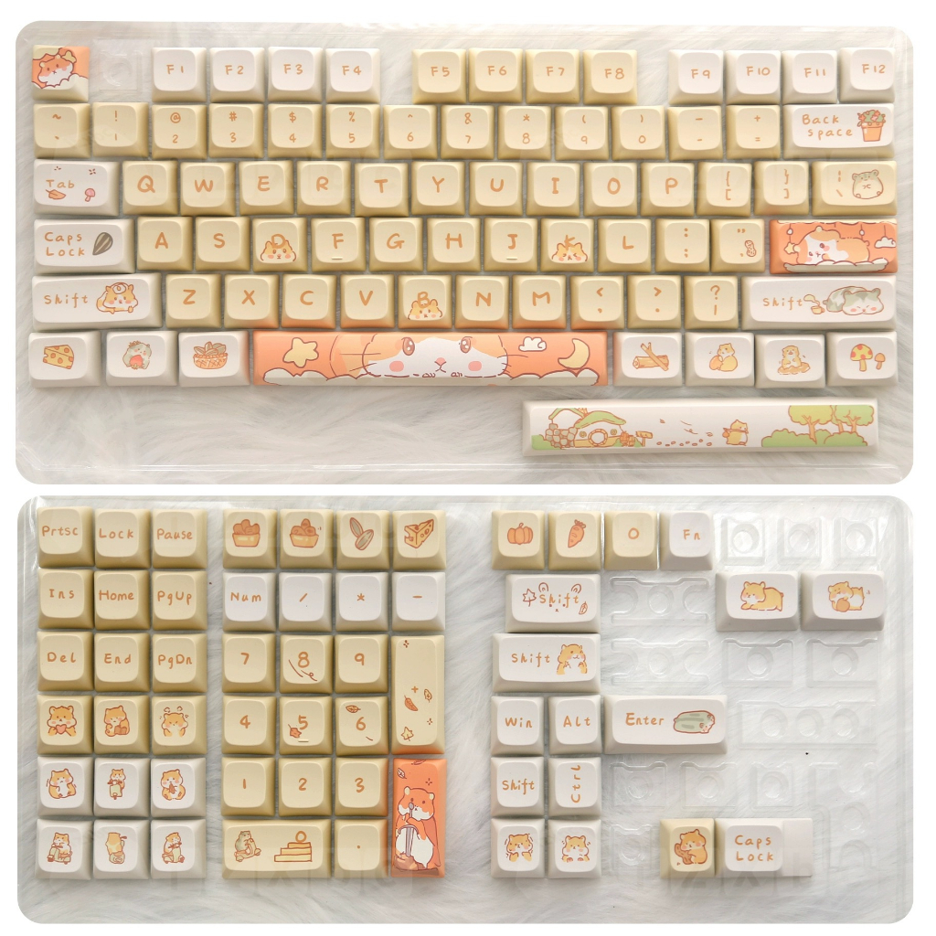 141 Phím Dễ thương Chuột Chuột Keycaps Cherry/XDA PBT thăng hoa nhiệt Keycap Phù hợp 61/68/75/84/87/96/98/104/108