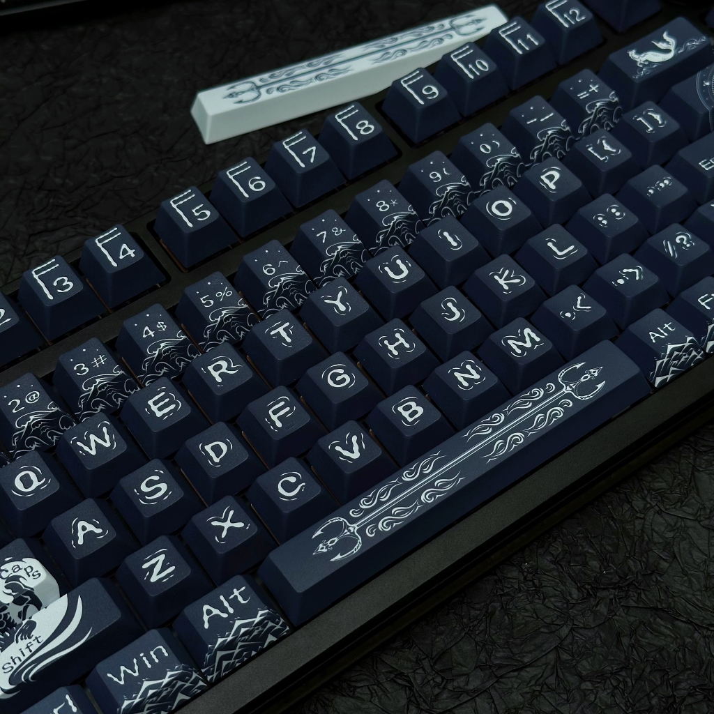 141 Phím Poseidon Keycaps Cherry PBT Năm mặt thăng hoa nhiệt Keycap Phù hợp 61/68/75/84/87/96/98/104/108