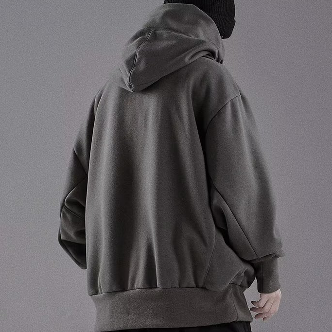 Áo hoodie nam tay dài phong cách hip hop đường phố  hàn quốc cá tính cho nam phụ nữ cổ áo cao vải đơn lẻ hoodie nỉ bông áo khoác hoodie đen  dáng rộng màu trơn