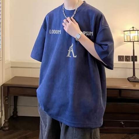 Áo thun nam unisex Cổ Tròn Dáng Rộng Màu Mẫu mới In chữ Lỏng lẻo Trơn Thời Trang Mùa Hè Cho áo phông nam cổ tròn áo cotton nam