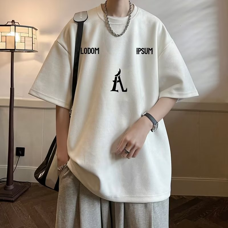 Áo thun nam unisex Cổ Tròn Dáng Rộng Màu Mẫu mới In chữ Lỏng lẻo Trơn Thời Trang Mùa Hè Cho áo phông nam cổ tròn áo cotton nam