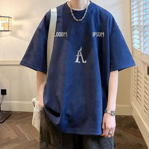 Áo thun nam unisex Cổ Tròn Dáng Rộng Màu Mẫu mới In chữ Lỏng lẻo Trơn Thời Trang Mùa Hè Cho áo phông nam cổ tròn áo cotton nam