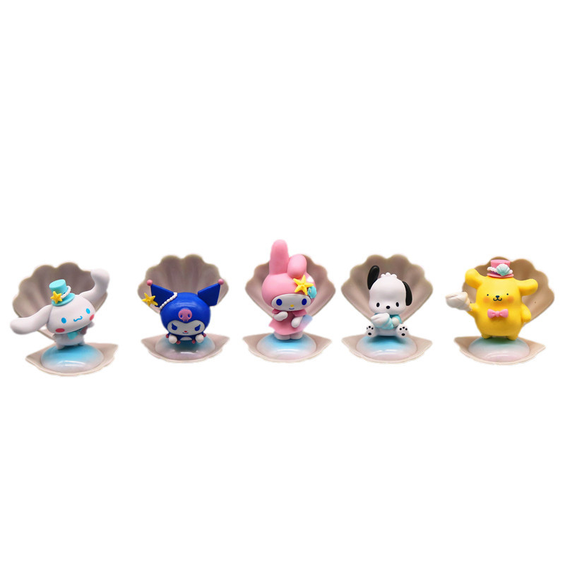 7 cái / bộ 6-8 cm sanrio anime hình kuromi my melody cinnamorol pochacco onpompurin shell diy kawaii cartoon q phiên bản pvc action figures mô hình búp bê đồ chơi
