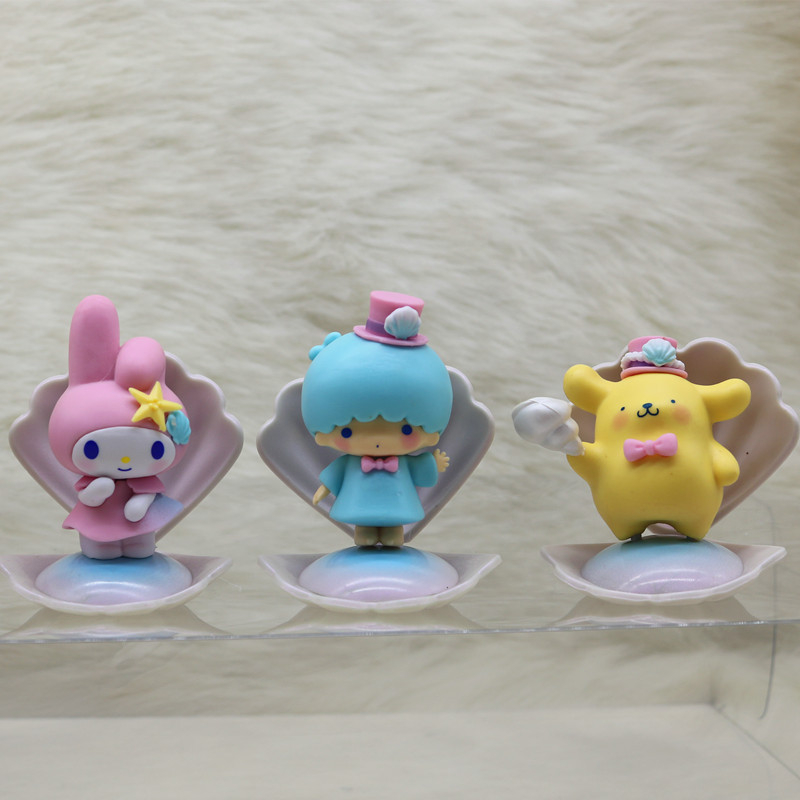 7 cái / bộ 6-8 cm sanrio anime hình kuromi my melody cinnamorol pochacco onpompurin shell diy kawaii cartoon q phiên bản pvc action figures mô hình búp bê đồ chơi