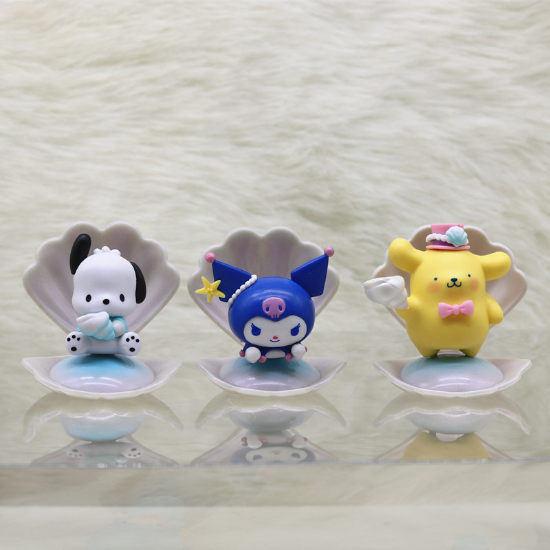 7 cái / bộ 6-8 cm sanrio anime hình kuromi my melody cinnamorol pochacco onpompurin shell diy kawaii cartoon q phiên bản pvc action figures mô hình búp bê đồ chơi
