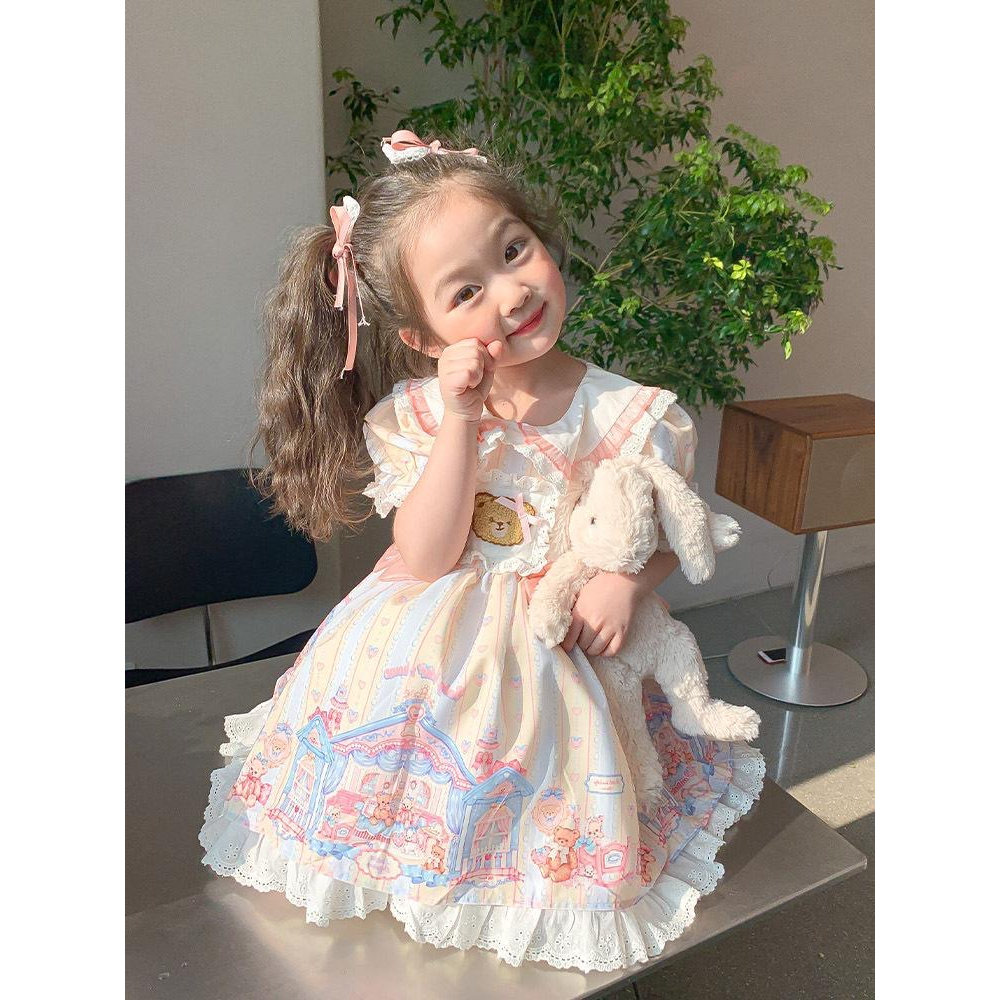 Đầm Công Chúa lolita Tay Ngắn Phong Cách Mùa Hè Mới Cho Bé Gái