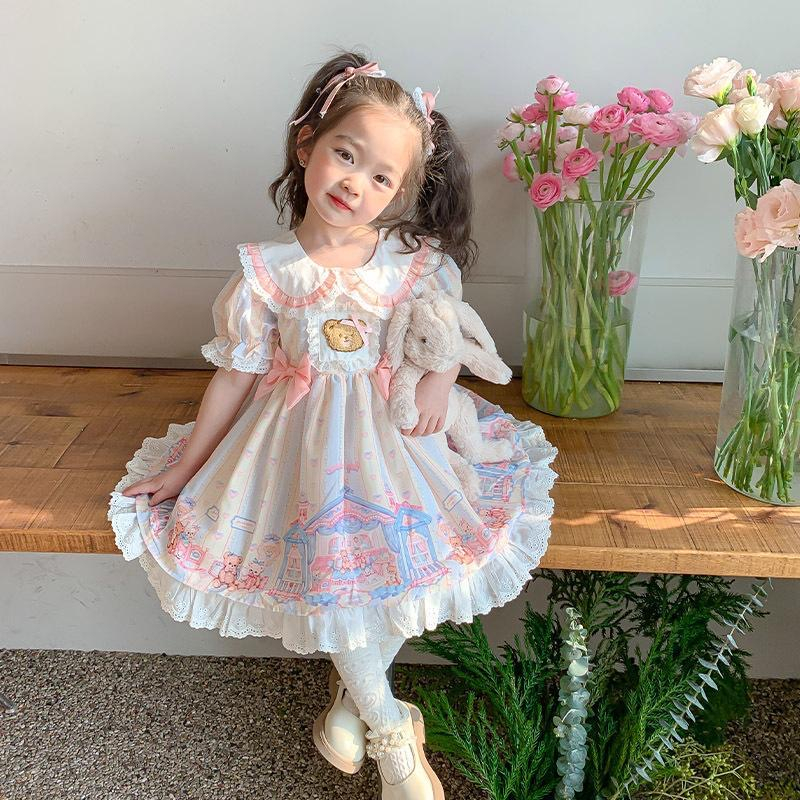 Đầm Công Chúa lolita Tay Ngắn Phong Cách Mùa Hè Mới Cho Bé Gái