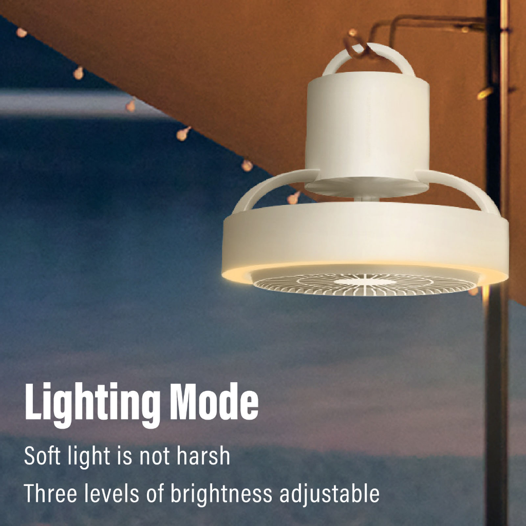 Hàng HOT GoWildCamping Quạt treo cắm trại có đèn LED Xoay được 4000mAh thể sạc lại 3 cấp độ sáng Điều khiển từ xa Lều nhẹ