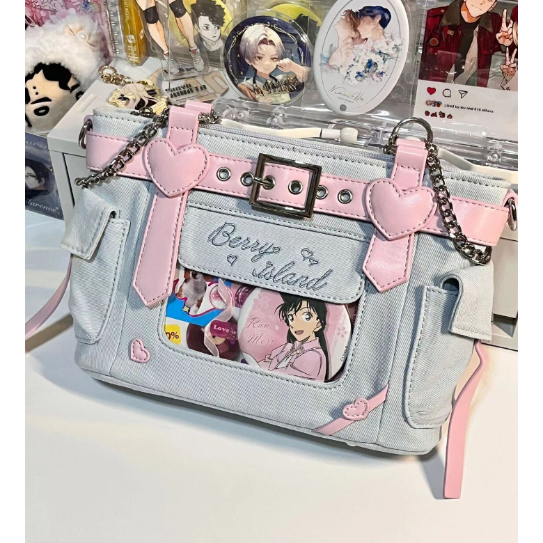 Túi Xách Denim Dây Đeo Xích Dễ Phối Đồ Hợp Thời Trang Cho Nữ