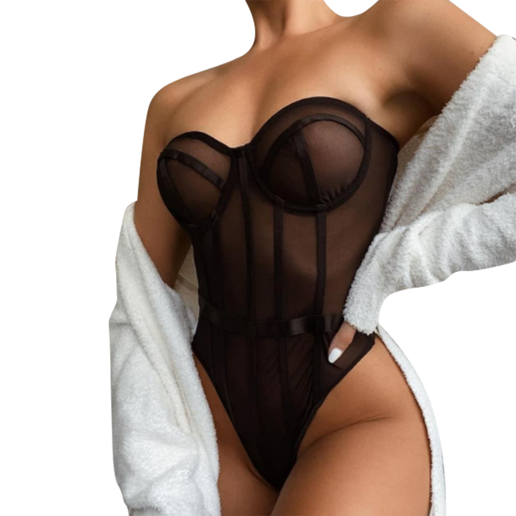 SF Women Summer Sexy Bodycon Jumpsuit Bodysuit Black Mesh Transparent Bodysuit | BigBuy360 - bigbuy360.vn