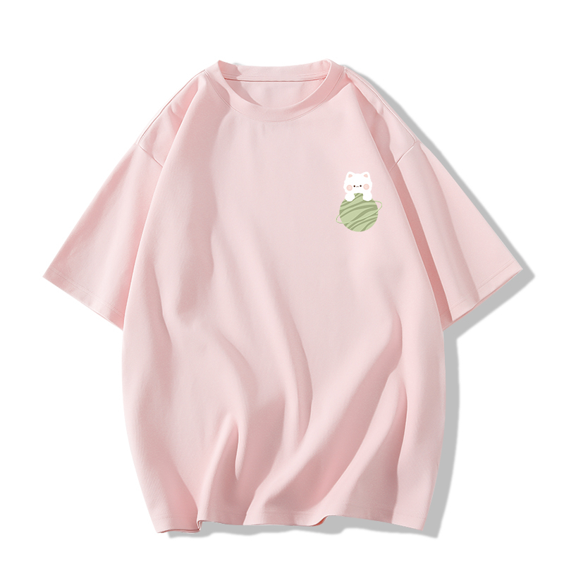 Áo thun SELVZE chất cotton tinh khiết ngắn tay dáng rộng in họa tiết nhỏ phong cách cổ điển đơn giản dễ thương