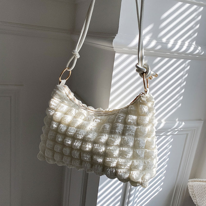 Túi xách nữ just star túi đeo vai trang trí xếp ly túi dưới cánh tay dung tích lớn phong cách đơn giản